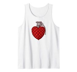 Heart Grenade - Funny Danger Love Heart-Shaped Grenade Tank Top