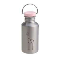 LÄSSIG Drinkfles voor kinderen, roestvrij staal, incl. sportbeker, 500 ml, lekvrij/fles roestvrij staal, safari giraffe