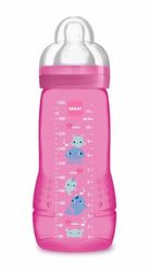 MAM Biberão, a partir de 4 meses, 330 ml, com Tetina 3 de fluxo rápido de silicone de fácil aceitação, fácil de segurar, fácil de limpar, MAM Easy Active, rosa brilhante, pack de 1 unidade