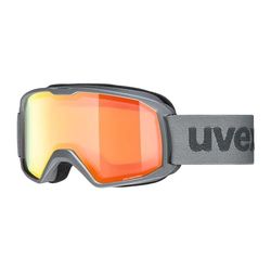 uvex Elemnt Fm - Masque de Ski pour Hommes et Femmes - Champ de Vision Élargi et Anti-Buée - Ventilation de la Monture Sans Courants D’Air - Rhino Matt/Orange-Orange - One Size