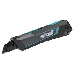wolfcraft Snap-Off Blade Knife PRO Safety, 18 mm - 4290000 - Extra-Sharp Professional Knife with Optimal Ergonomic Design for Left- and Right-Handed Users