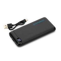 OVERMUST - Cargador Portátil 10.000 mAh | 2 Puertos USB y 1 USB-C | Recarga Micro USB o USB-C | Indicador de Batería | Powerbank para Smartphone y Tableta (iPhone, Samsung), Negro