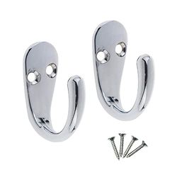 Select Hardware Lot de 2 Crochets Simples pour Peignoirs avec vis, Finition chromée, Fixation Murale et Porte pour Salle de Bain, Chambre à Coucher, Salon, Couloir
