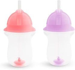 Tasse avec paille lestée anti-mordillements Click Lock Tip and Sip de Munchkin, 296 ml/ 10oz, paquet de 2, violette/ rose, (90156)