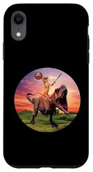Viking Cat Riding Dinosaur Cat Humor Cats Lover Custodia per iPhone XR