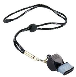 Fox 40 Official Whistle Break Away (Black), Fischietto Ufficiale CMG Classico con Cordino Staccabile, Colore: Nero Unisex-Adulto, 115 Db (Single with Lanyard)
