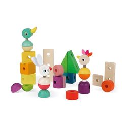 Janod - Zigolos - Tren Gigante en Madera Multicolor, Juguete 2 en 1 con Cuerda para Tirar, Desarrollo de La Motricidad, Pintura de Base Acuosa, Certificado FSC - Desde 1 Año, J08202
