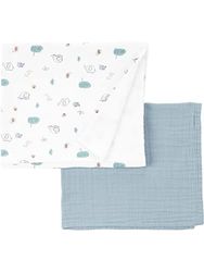 Simple Joys by Carter's 2-Pack Cotton Gauze Blanket Manta, Blanco Elefante/Verde Salvia, Talla única Unisex bebé