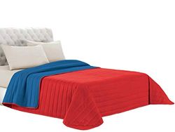 Italian Bed Linen Q-EL Elegant Edredão estivo, microfibra, BLU real/vermelho, 170 x 270 cm