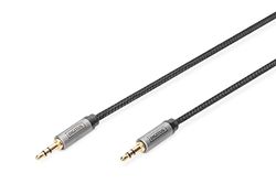 DIGITUS Câble de connexion audio - jack 3,5mm vers jack 3,5mm - câble AUX - câble stéréo - contacts dorés - câble tressé - 1m - noir - pour chaînes stéréo, home cinéma, barre de son, ordinateur