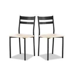 ASTIMESA Keukenstoel van metaal met open rugleuning, beige, 57 cm x 45 cm x 40 cm