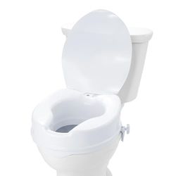 VEVOR Rehausseur de Toilette Universel 100 mm de Haut, Siège de Toilette Surélevé Charge 136 kg, en PP Résistant, Verrouillage par Tige à Vis, pour Personnes Âgées, Handicapés, Patients, Enceintes