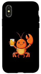 Carcasa para iPhone X/XS Langosta Con Cerveza | Animal Cangrejo