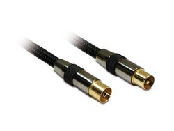 Metronic 419001 - Cabo coaxial TV macho para fêmea de 1,5 m, dourado/preto