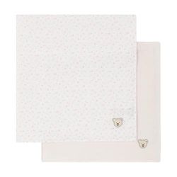 Steiff Unisex Baby Muslinblöja 2-pack bärbar filt, ljus vit, en storlek, Ljus vit, En Storlek