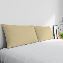 Par de Fundas de Almohada Elegant, Juego de 2 Fundas de Almohada y 2 Fundas de Almohada Tipo Saco con Solapa, Fabricado en Italia, Color Crema