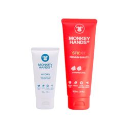 Combo Monkeyhands Grip Booster Hydro + Stark Gel Grip Sticky för att återfukta och förbättra greppet. Perfekt för Pole Dance, Calisthenics, Parkour och andra aktiviteter som kräver starkt grepp.