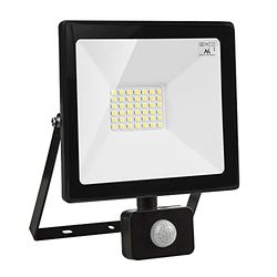 Maclean MCE630 NW Proiettore LED con Sensore di Movimento PIR Faretto Slim Rotazione di 180 gradi (30W, Bianco neutro 4000K)