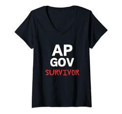 Donna AP Gov T Shirt Divertente AP Class Survivor AP Government Maglietta con Collo a V