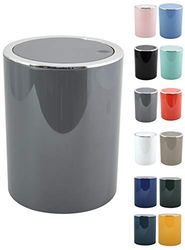 MSV KAMAKA Collection 6 Litre ABS Plastic Rubbish Bin, Grey, Diameter 18.5 x 26 cm