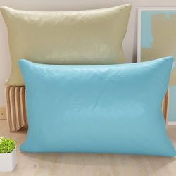 PETTI Artigiani Italiani - Pair of Pillow Cases 145 x 40 cm in Microfibre, Cushions Bedroom Furniture, Sofa, Set of 2 Cushion Covers, Reversible Pillowcase Taupe Light Blue