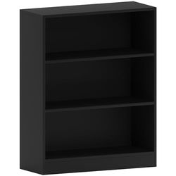 Vida Designs Cambridge 3 nivåer låg bokhylla, svart trähylla display förvaringsenhet kontor vardagsrum möbler