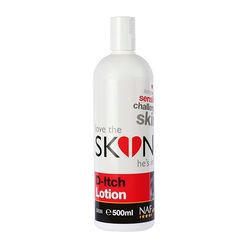 NAF Love The Skin He's In D-Itch Lotion 500ml – Soothing Skin Relief for Horses – Calms Itching, Irritation & Seasonal Skin Sensitivities – With MSM, Herbal Extracts & Aloe Vera
