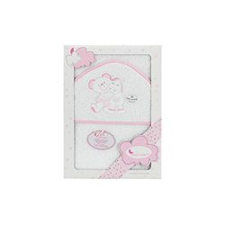 Interbaby 01223-12 Dziecięcy ręcznik kąpielowy OSO PONY, biały e różowy, różowy
