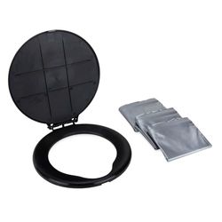 Camco - Sedile WC con coperchio, converte un secchio standard da 19 l in WC portatile, comodo WC per campeggio, caccia e altro ancora, include 3 sacchetti per rifiuti WC per camper (41546).