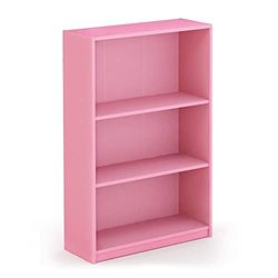 FURINNO JAYA Simple Home 3 nivåer justerbar hylla bokhylla, rosa