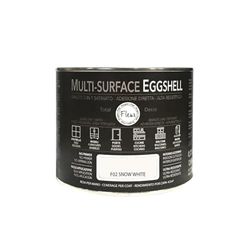 FLEUR DESIGNER'S PAINT | MULTI-SURFACE EGGSHELL Smalto Lavabile 3 in 1, Satinato, 375 ml, F02 Snow White, a Base Acqua, Adesione Diretta, Alta Resistenza, per Interno - Esterno, Made in Italy