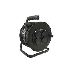 Elektrische kabel, oprolbaar, 50 m, met 4 stopcontacten IP44, 3 x 1,5 mm², 16 A, uittrekbaar, voor binnen en buiten