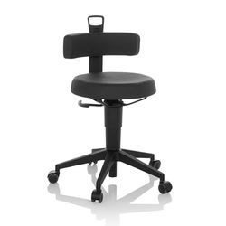 hjh OFFICE Chaise d'équilibre réglable en Hauteur Top Work Flex PU Tabouret de Travail Mobile avec Dossier, Similicuir Noir