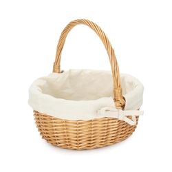Full Buff Willow Childs Oval Wicker Shopping Basket White Lining