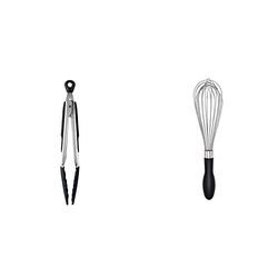 OXO Good Grips Locking Tongs with Silicone Heads, 9 inch & Good Grips Balloon Whisk, 11 inch