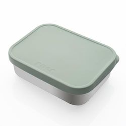 Reer Silicone Stainless Steel Lunch Box, 700 ml, with Lid and Divider, Dishwasher Safe, Robust and Durable, Ideal for School, Nursery & Picnic, Green/Silver