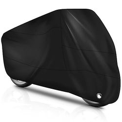 Brencco Motorafdekzeil, waterdicht en UV-bestendig dekzeil voor buiten, motorhoes van 210D polyester, 245 x 105 x 125 cm, zwart, Eén maat, zwarte motorhoes
