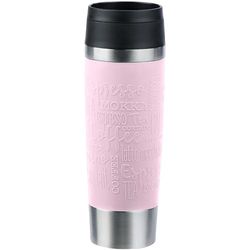 Emsa N20224 Travel Mug Classic isoleringskopp 0,5 liter | nytt komfortskruvlock | rostfritt stål | 6 h varmt och 12 h kallt | 100% tät | diskmaskinssäker | 360° dricköppning | pastellrosa