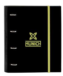 MUNICH BEAT Classeur 4 anneaux de 35 cm avec 100 feuilles A4, idéal pour enfants de différents âges, confortable et polyvalent, qualité et résistance, 27 x 3,5 x 32 cm, couleur noire, Noir, Estándar,