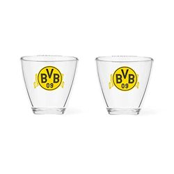 Borussia Dortmund Bvb Waterglazen voor volwassenen, set van 2 waterglazen, zwart, eenheidsmaat EU