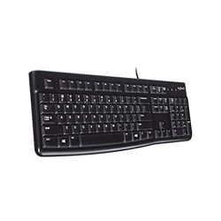 Logitech K120 Tastiera con Cavo per Windows, USB Plug-and-Play, Dimensioni Standard, Resistente agli Schizzi, Barra Spaziatrice Curva, Compatibile con PC, Laptop, Layout Italiano QWERTY - Nero