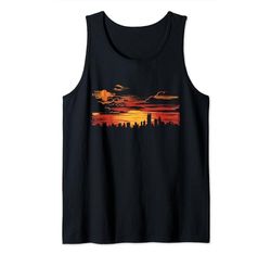 Hermosa playa puesta de sol sol al aire libre divertido gráfico Camiseta sin Mangas