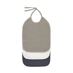 LÄSSIG Unisex Baby Muslin Terry Bib Slabbetje, olijf/milky/navy, Eén maat