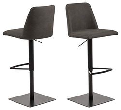 AC Design Furniture Nina stołek barowy, szer. 51 x głęb.: 43 x wys.: 107,5 cm, antracytowy/czarny, PU, 1 szt.