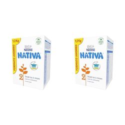 Nestlé NATIVA 2 Leche De Continuación 2 para bebés a partir de los 6 meses. Caja de 1,2kg. (Paquete de 2)