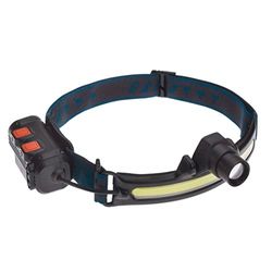 TFA Dostmann Linterna LED Lumatic Head 43.2038.01 recargable superbrillante linterna frontal para pesca, correr, manualidades, camping, a prueba de salpicaduras, color negro