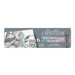 CRETACOLOR Watercolor Graphite Pocket Set | Waterverfbare grafietpotloden | 3 kleuren & 3 grafietgraduaties, 6 stuks (1 stuks)