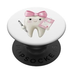 Coquette Bow Dental Estudiante Dental Escuela Higienista Diente PopSockets PopGrip Adhesivo