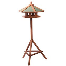dobar 49301FSC duży domek dla ptaków ze stojakiem, karmnik dla ptaków XL, 6-kątny, brązowy