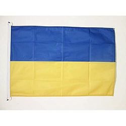 AZ FLAG - Drapeau Ukraine Spécial Extérieur - 150x90 cm - Drapeau Ukrainien En Maille Bloquée Avec Anneaux Plastiques Intégrés - 170g
